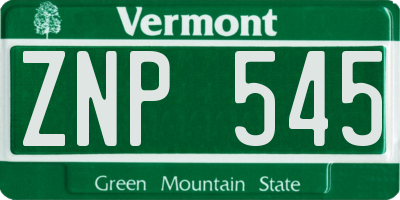 VT license plate ZNP545