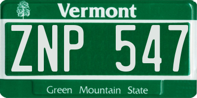 VT license plate ZNP547