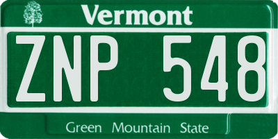 VT license plate ZNP548