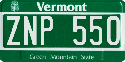 VT license plate ZNP550