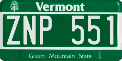 VT license plate ZNP551