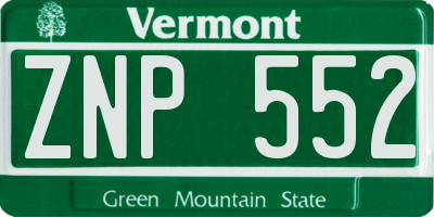 VT license plate ZNP552