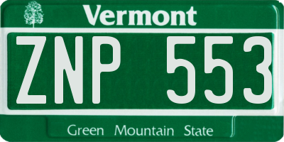 VT license plate ZNP553