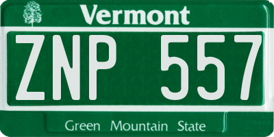 VT license plate ZNP557