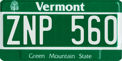 VT license plate ZNP560