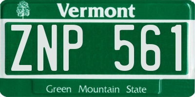 VT license plate ZNP561