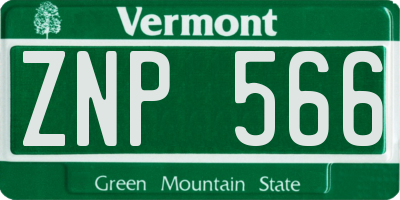 VT license plate ZNP566