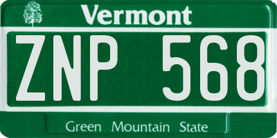 VT license plate ZNP568