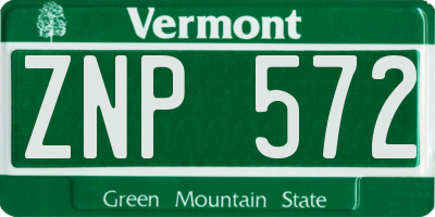 VT license plate ZNP572