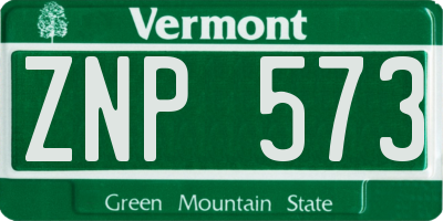 VT license plate ZNP573