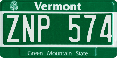 VT license plate ZNP574