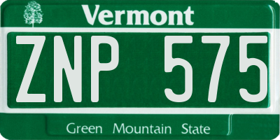 VT license plate ZNP575
