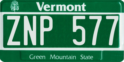 VT license plate ZNP577