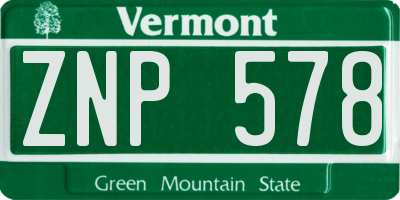 VT license plate ZNP578