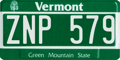 VT license plate ZNP579