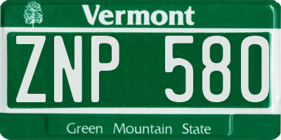 VT license plate ZNP580