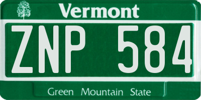 VT license plate ZNP584