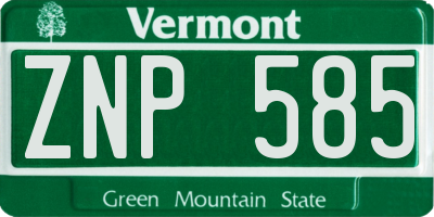 VT license plate ZNP585