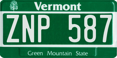 VT license plate ZNP587
