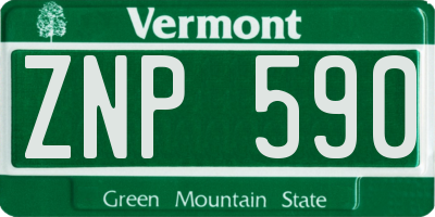 VT license plate ZNP590
