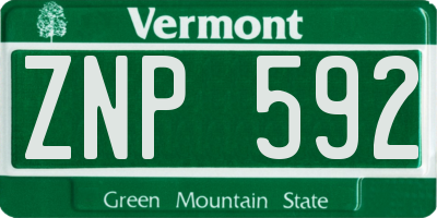 VT license plate ZNP592