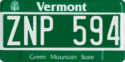 VT license plate ZNP594