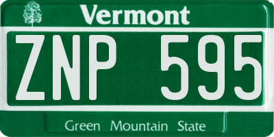 VT license plate ZNP595