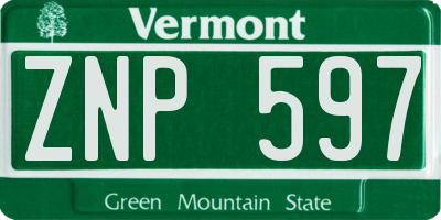 VT license plate ZNP597