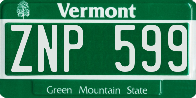 VT license plate ZNP599