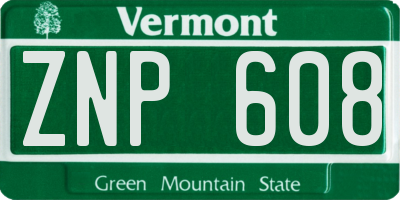 VT license plate ZNP608