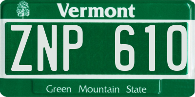 VT license plate ZNP610