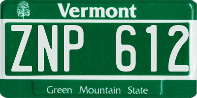 VT license plate ZNP612