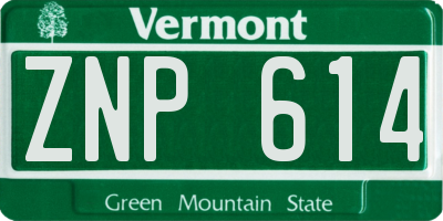 VT license plate ZNP614