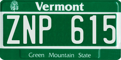 VT license plate ZNP615