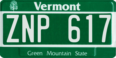 VT license plate ZNP617