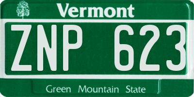 VT license plate ZNP623