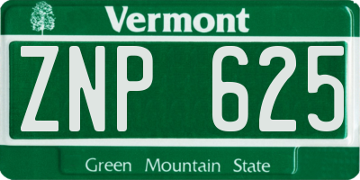 VT license plate ZNP625
