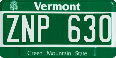 VT license plate ZNP630