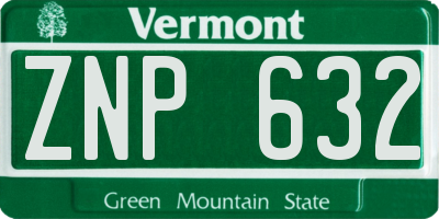 VT license plate ZNP632