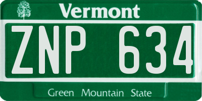 VT license plate ZNP634