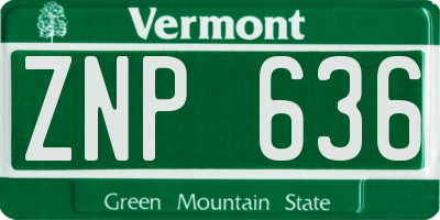 VT license plate ZNP636
