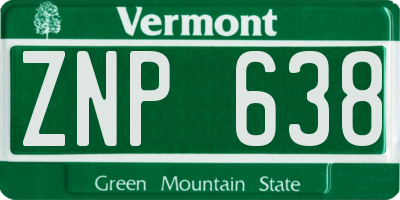 VT license plate ZNP638