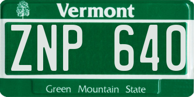 VT license plate ZNP640