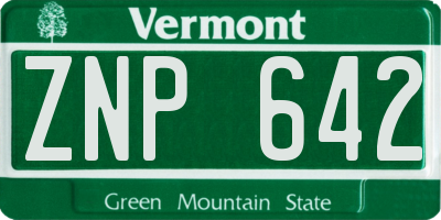 VT license plate ZNP642