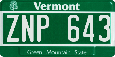 VT license plate ZNP643