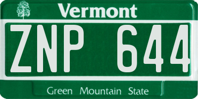 VT license plate ZNP644