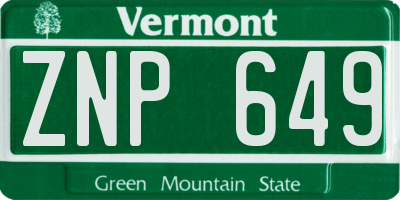 VT license plate ZNP649