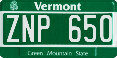 VT license plate ZNP650