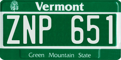 VT license plate ZNP651