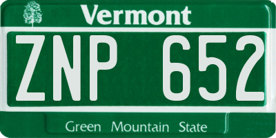 VT license plate ZNP652
